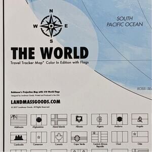 WORLD MAP TRAVEL POSTER Ready to Color-In 24x36 Countries Flags ~ Landmass Goods